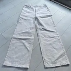 『未使用』GU ホワイト ワイドレッグデニムパンツ