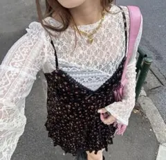 CIAOPANIC ベロアフラワーキャミチュニックワンピース