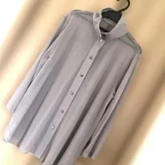 IENA コットンフリルシャツブラウス ブルー スタンドフリル 上品 