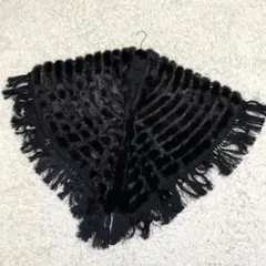 14371✨サガミンク 金サガ ポンチョ ケープコート フリンジ ビジュー