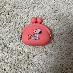 スヌーピー ちょっと大きなシリコンがまぐち　小銭入れ ピンク