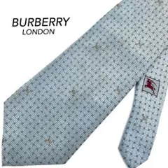 バーバリー　ネクタイ　水色　シルク100%　ドット柄　ビジネス　パーティー