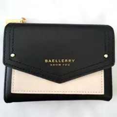 【BAELLERRY】二つ折り財布 ミニ財布 バイカラー 黒×白のサムネイル