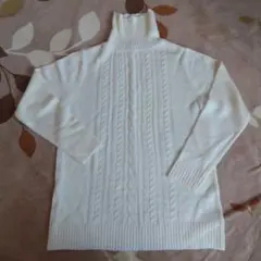 ホワイト タートルネック セーター L