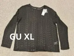 GU レース素材 長袖シャツ XL カーキ