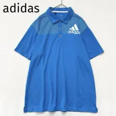 【アディダス】半袖ポロシャツ　L/G　ゴルフウェア　差し色　ロゴプリント 派手