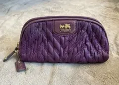 COACH キルティング パープルポーチ