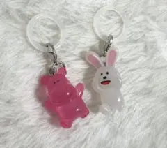 新品　たべっ子どうぶつ めじるしアクセサリー ガチャ うさぎ かば　セット