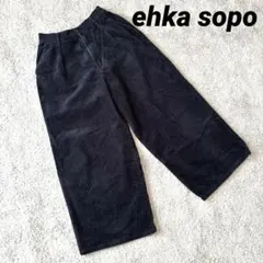 【ehka sopo】コーデュロイワイドパンツ 紺 無地 F ポケット付き