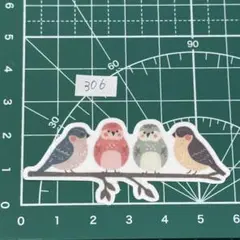 防水 自作 ステッカー カラフルな小鳥たちの並び