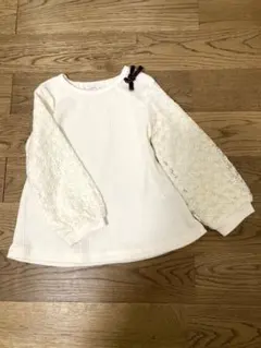 ホワイト レース付き長袖カットソー