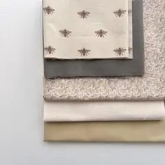 ベージュ〜マスタード系 ハギレ カットクロスセット／無地＋柄／ハンドメイド用