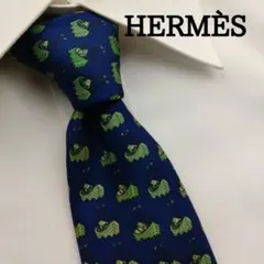 ✨美品✨HERMES エルメス　ネクタイ　高級シルク　H柄 総柄　パープル系 美品】エルメス 高級シルクネクタイ 総柄（猫とネズミ） パープル