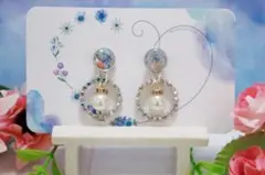 パールとクリスタルのピアス