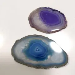 染めアゲート プレート 紫と青 2個セット