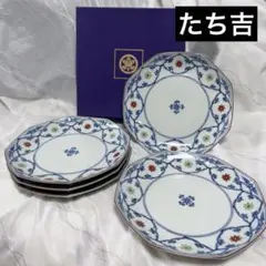 『メルうー特価』　『貫入特価』　創作陶器　たち吉　『琳派志秘』　中皿　5枚 たち吉 九重青磁貫入銘々皿 5枚組