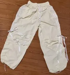 GRL リボン付き淡い黄色 ジョガーパンツ　運動用　フリーサイズ