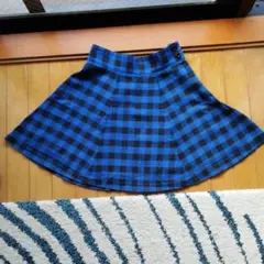 再値下げ⭐かわいい⭐青×黒⭐チェック⭐38⭐スカート⭐