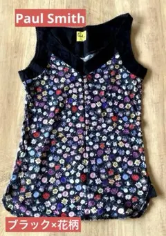 【美品】Paul Smith ポールスミス花柄 タンクトップ ブラック　Mのサムネイル