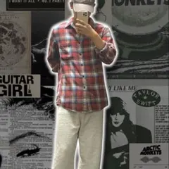 archive UNIQLO￤オンブレチェック フランネルシャツ￤M ￤レッド