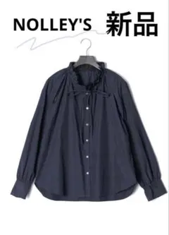 新品　NOLLEY'S ノーリーズ フリルネック ブラウス ネイビー　長袖