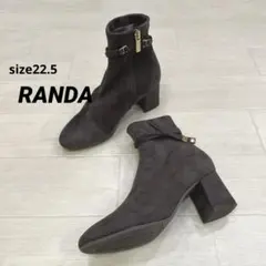 RANDA ストレッチ スエード 太ヒール ショートブーツ 22.5