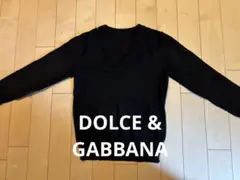 DOLCE & GABBANA ブラック Vネックニット 44 ※袖口ほつれあり