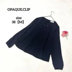 オペークドットクリップ ブラウス 綺麗め オフィス 通勤 ネイビー M 薄手