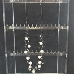 未使用品　淡水パール 3連ネックレス 透明ワイヤー