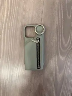 ajew グレー iPhone15proケース ストラップ付き