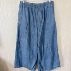 LARU【3L】ラル 薄手 デニム ワイドパンツ ガウチョ 大きいサイズ ドット