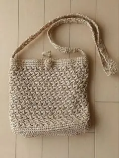 ハンドメイド かぎ針編み 夏バッグ サコッシュ ベージュ