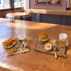 ミニチュア アメリカンカフェ バー フードセット 2点セット ドールハウス