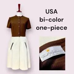 ヴィンテージ✨ワンピース バイカラー 60年代 レトロ USA古着 大人可愛い