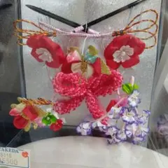 【お値下げ】七五三髪飾り　赤　下り藤　日本髪　未使用品