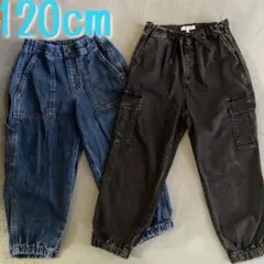 カーゴパンツ　グローバルワーク　デニムワイドワークジョガーパンツ　GU