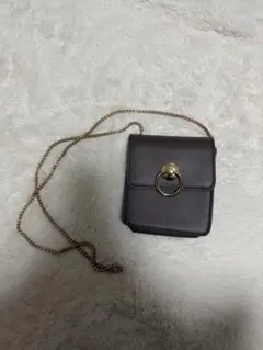 GRL リング付き ブラウン ミニショルダーバッグ