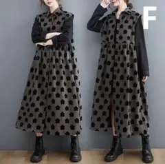 花柄　大きいサイズ　ゆったり　ロングワンピース秋冬　長袖レディース　Aライン