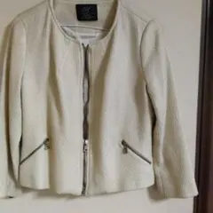 ZARA アイボリー ノーカラージャケット
