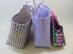 077 プラカゴバッグ　3サイズ3個セット　訳あり　中、中小、小　かごバッグ