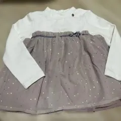 【プティマイン】シフォン切替長袖カットソー