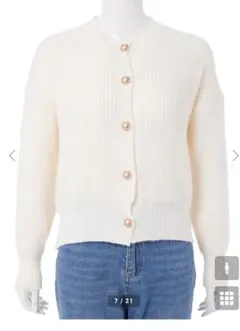 fifth　エディットシーン　金ボタン畔編みニットカーディガン