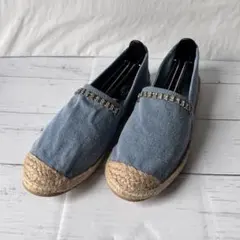 attagirl デニム ビジュー エスパドリーユ シューズ スリッポン / L