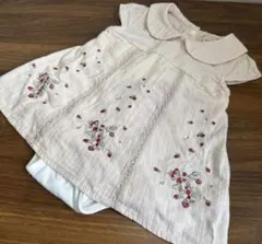 petit main いちご刺繍ロンパース ピンク　80のサムネイル