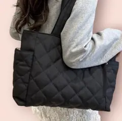 キルティング トートバッグ ブラック マザーズバッグ A4対応 大容量 軽量