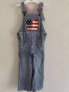 ストライプデニムオーバーオール アメリカ国旗デザイン