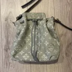russet ラシット 巾着 ショルダーバッグ モノグラム グレー