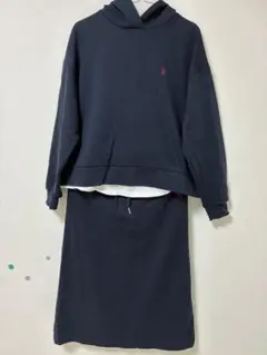 U.S. POLO ASSN. セットアップＬネイビー パーカースカート 袋付き