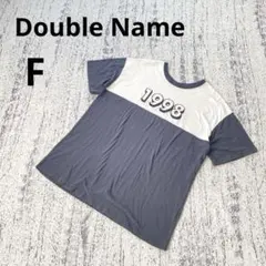 ダブルネーム バイカラー Tシャツ カットソー F 紺 白 半袖 コットンのサムネイル