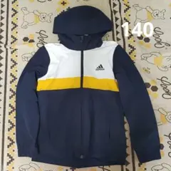 adidas フード付きジャケット サイズ140 ネイビー/ホワイト/イエロー